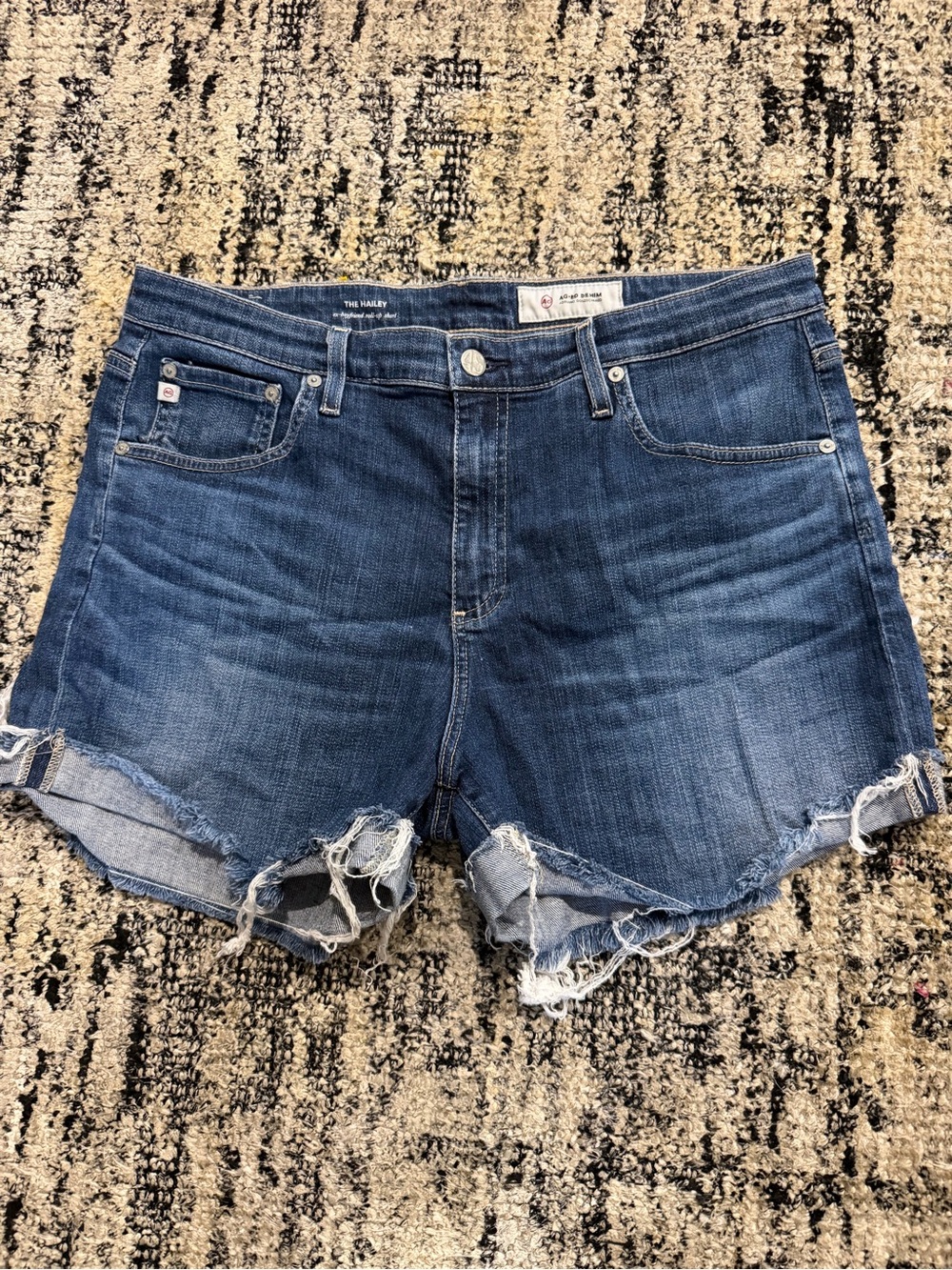AG Adriano Goldschmied women’s Distressed Denim Cutoff Shorts - Blue 32R size